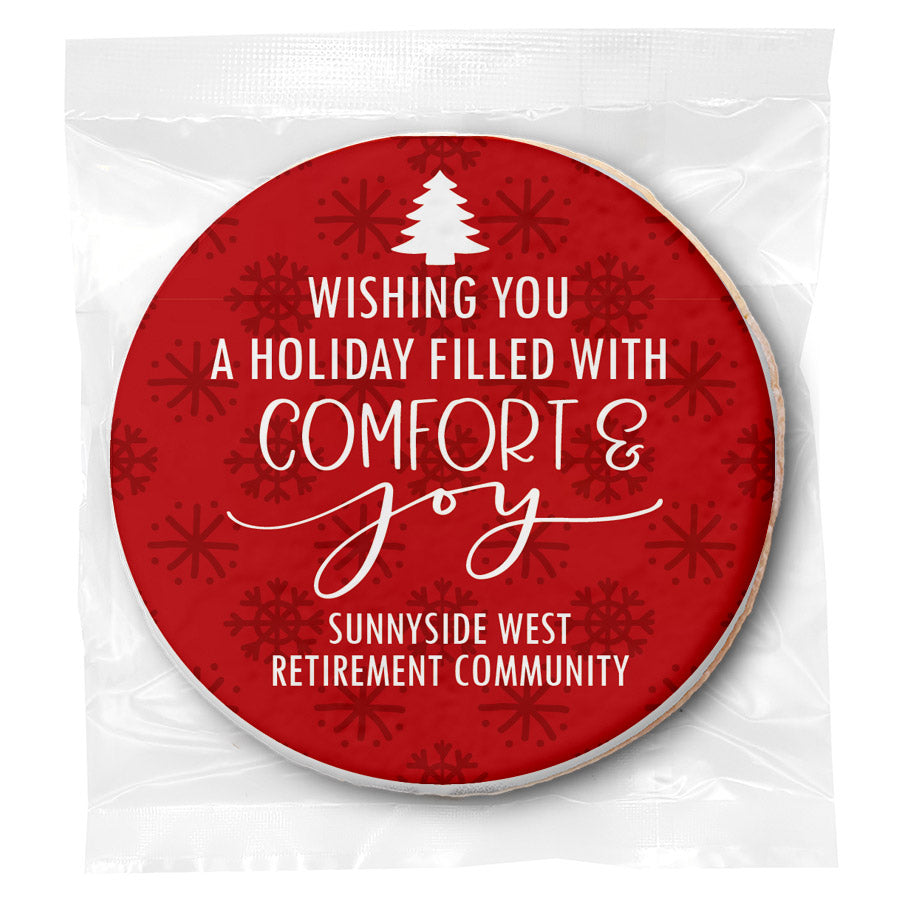 Comfort and Joy Snowflakes - Personalized Direct Print On Round Sugar Cookie