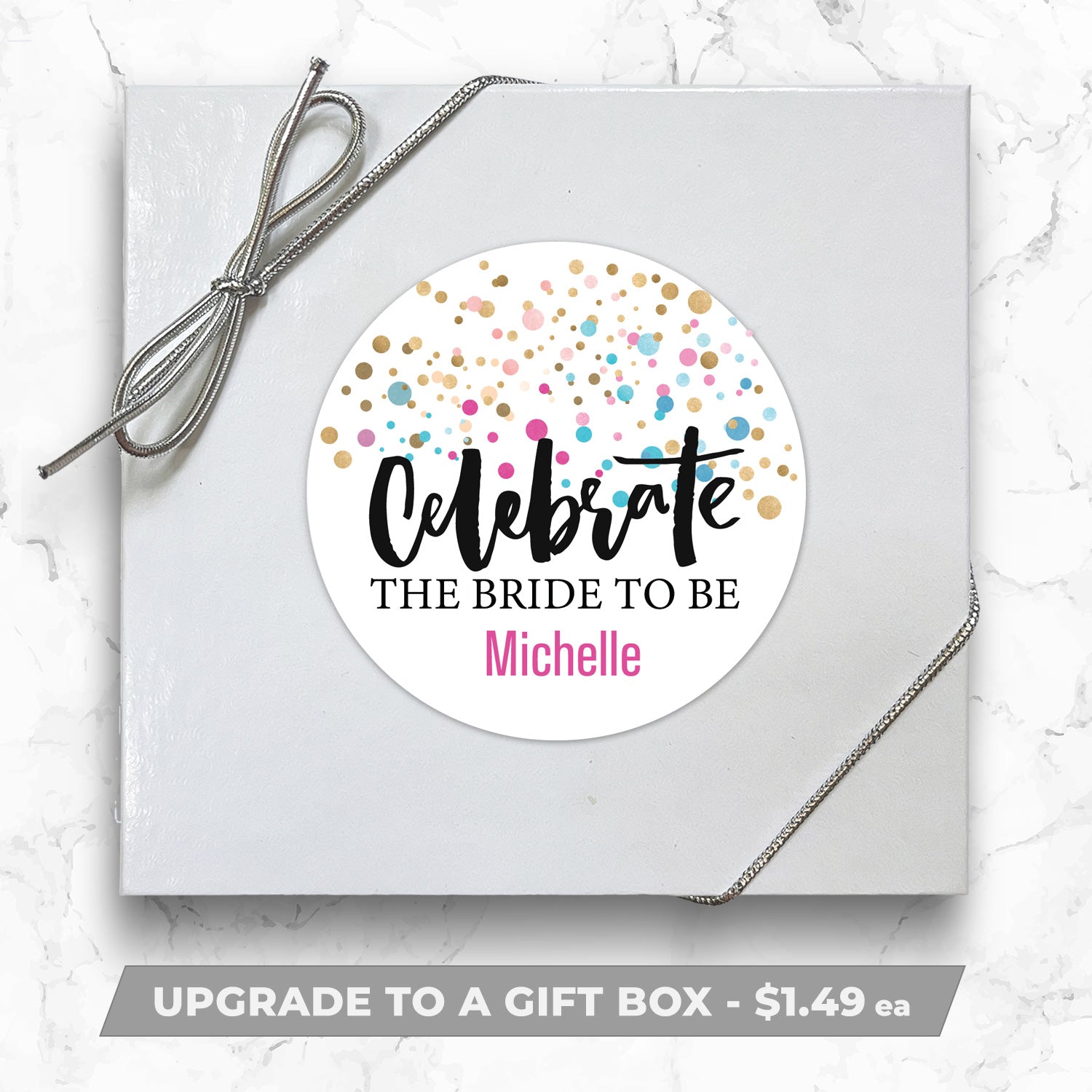 Personalized Bridal "Confetti Celebrate" Square Cookie Favor