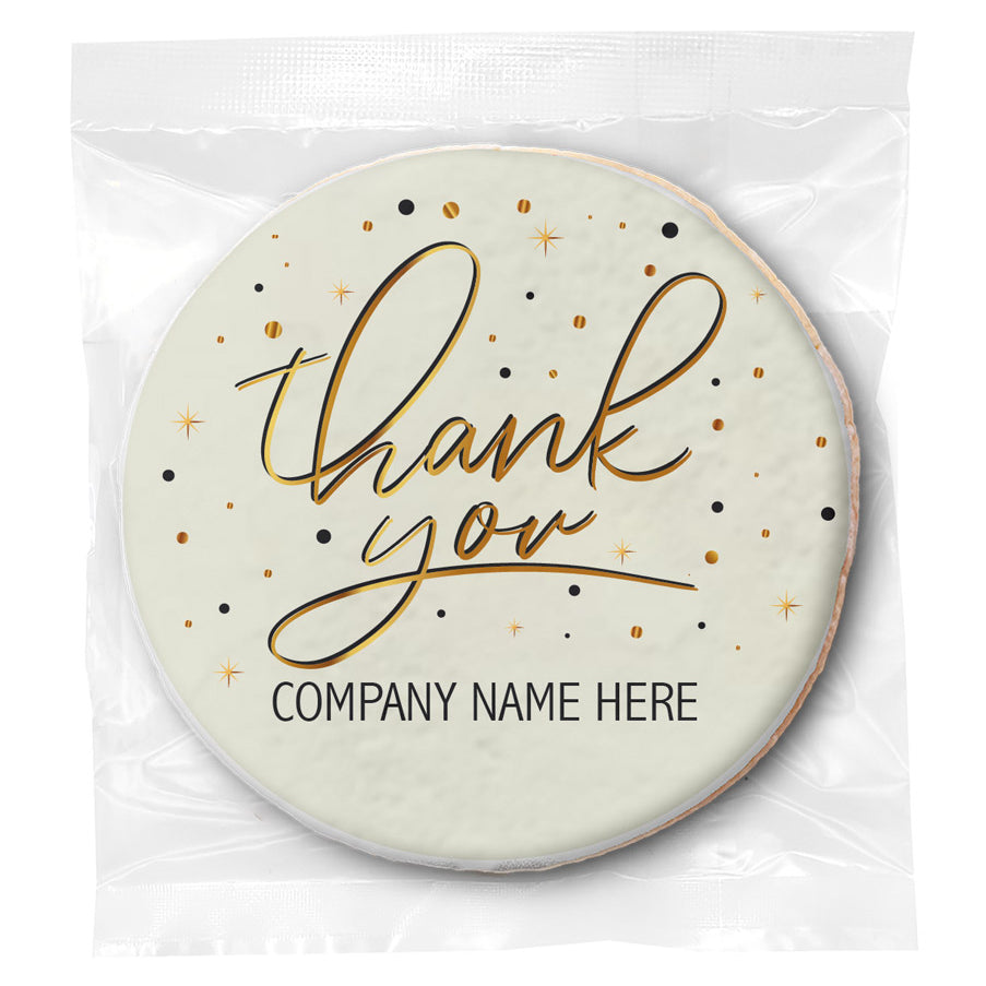 Gold Script Thank You - Personalized Direct Print On Round Sugar Cookie