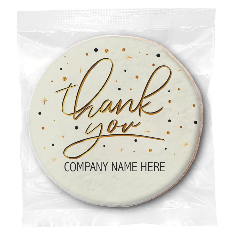 Gold Script Thank You - Personalized Direct Print On Round Sugar Cookie