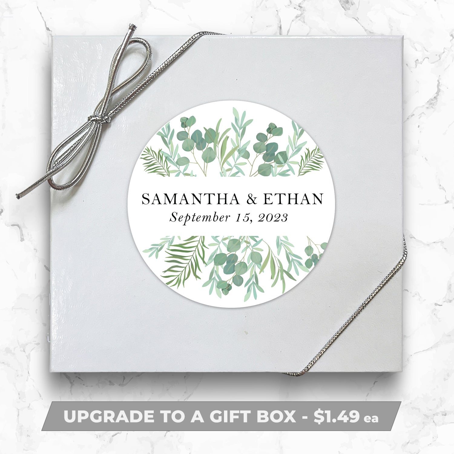 Couples Names Greenery - Personalized Direct Print on Square Sugar Cookies