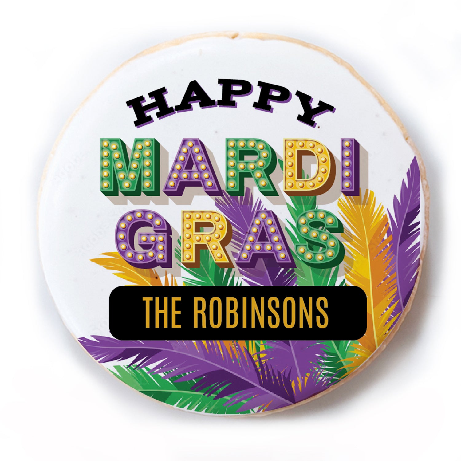 Happy Mardi Gras - Personalized Direct Print On Round Sugar Cookie