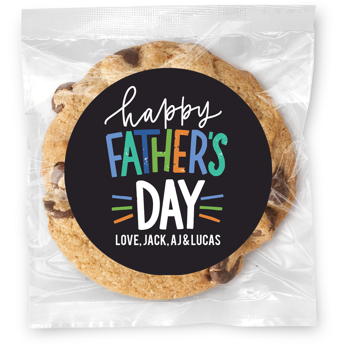Happy Fathers Day - Gourmet Chocolate Chip Or Variety Pack W/ Full Color Personalized Sticker