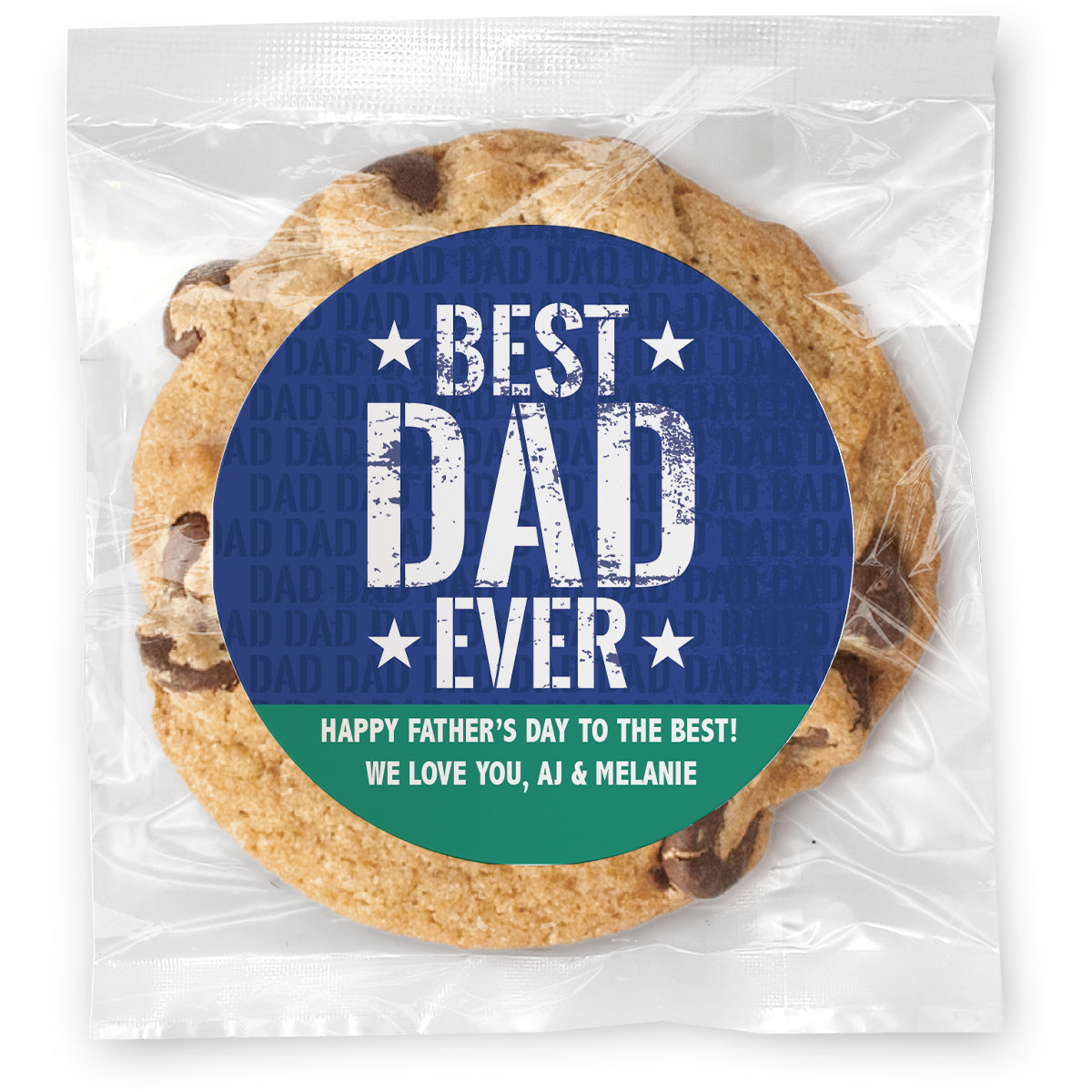 Best Dad Ever - Gourmet Chocolate Chip Or Variety Pack W/ Full Color Personalized Sticker