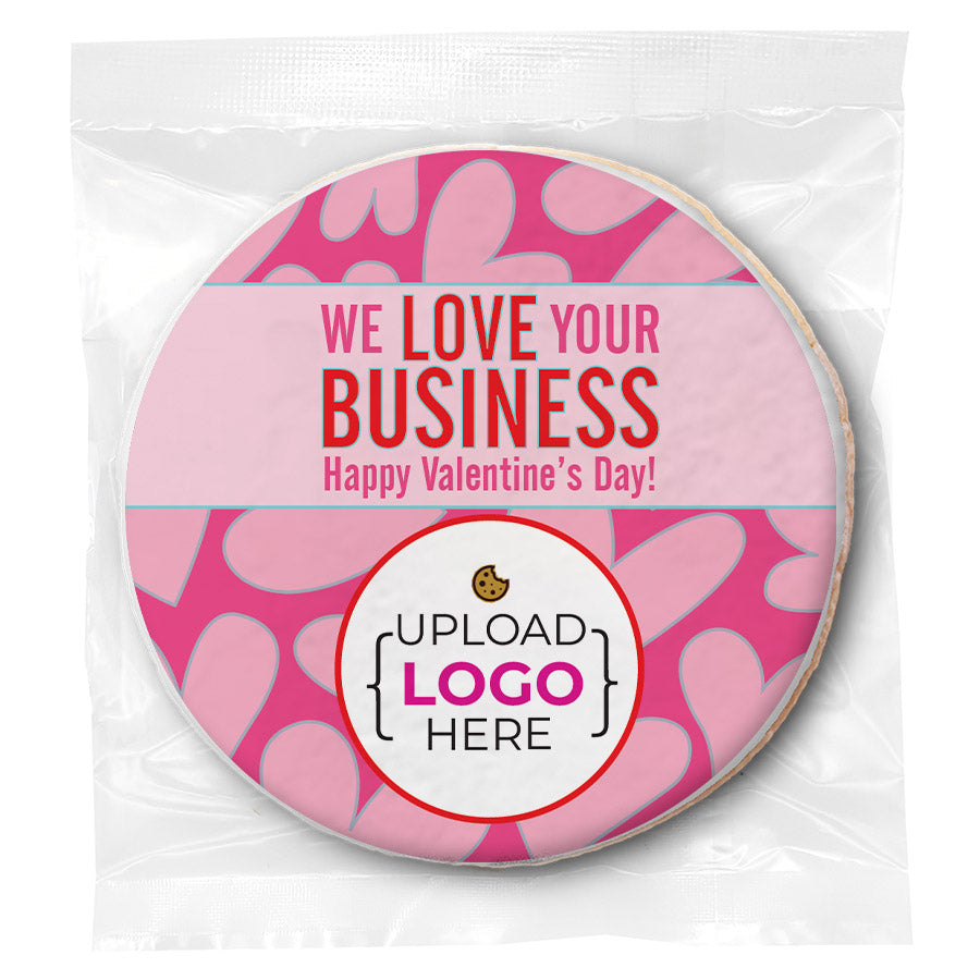 Valentines We Love Your Business Logo Upload - Personalized Direct Print On Round Sugar Cookie