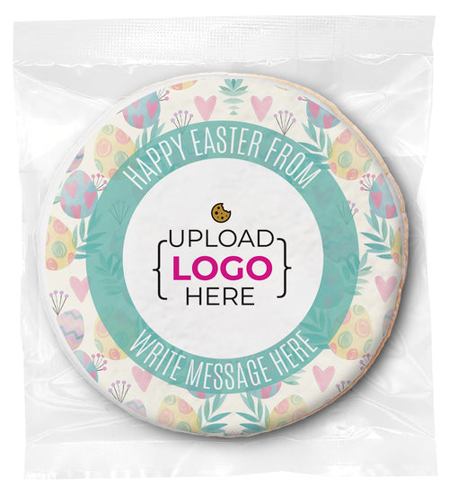Happy Easter Logo Upload & Message - Personalized Direct Print on Round Sugar Cookies