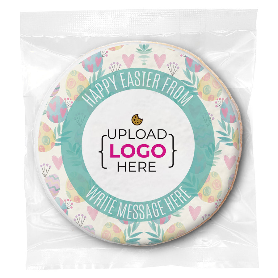 Happy Easter Logo Upload & Message - Personalized Direct Print on Round Sugar Cookies