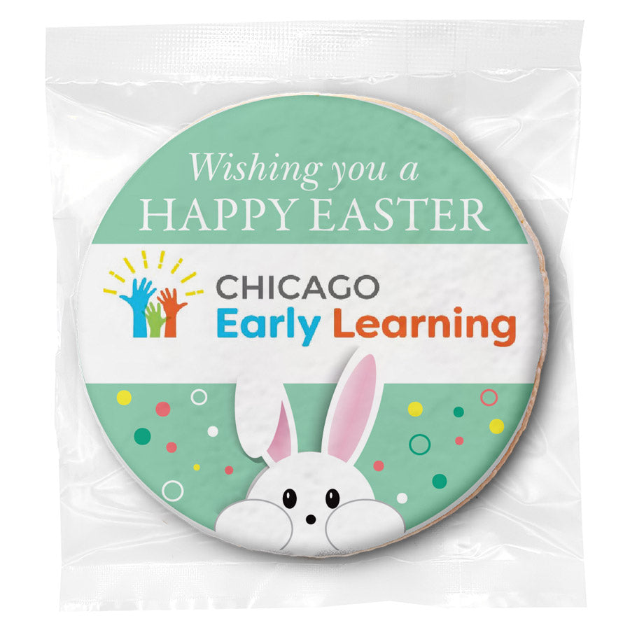 Peeking Bunny Logo Upload - Personalized Direct Print On Round Sugar Cookie