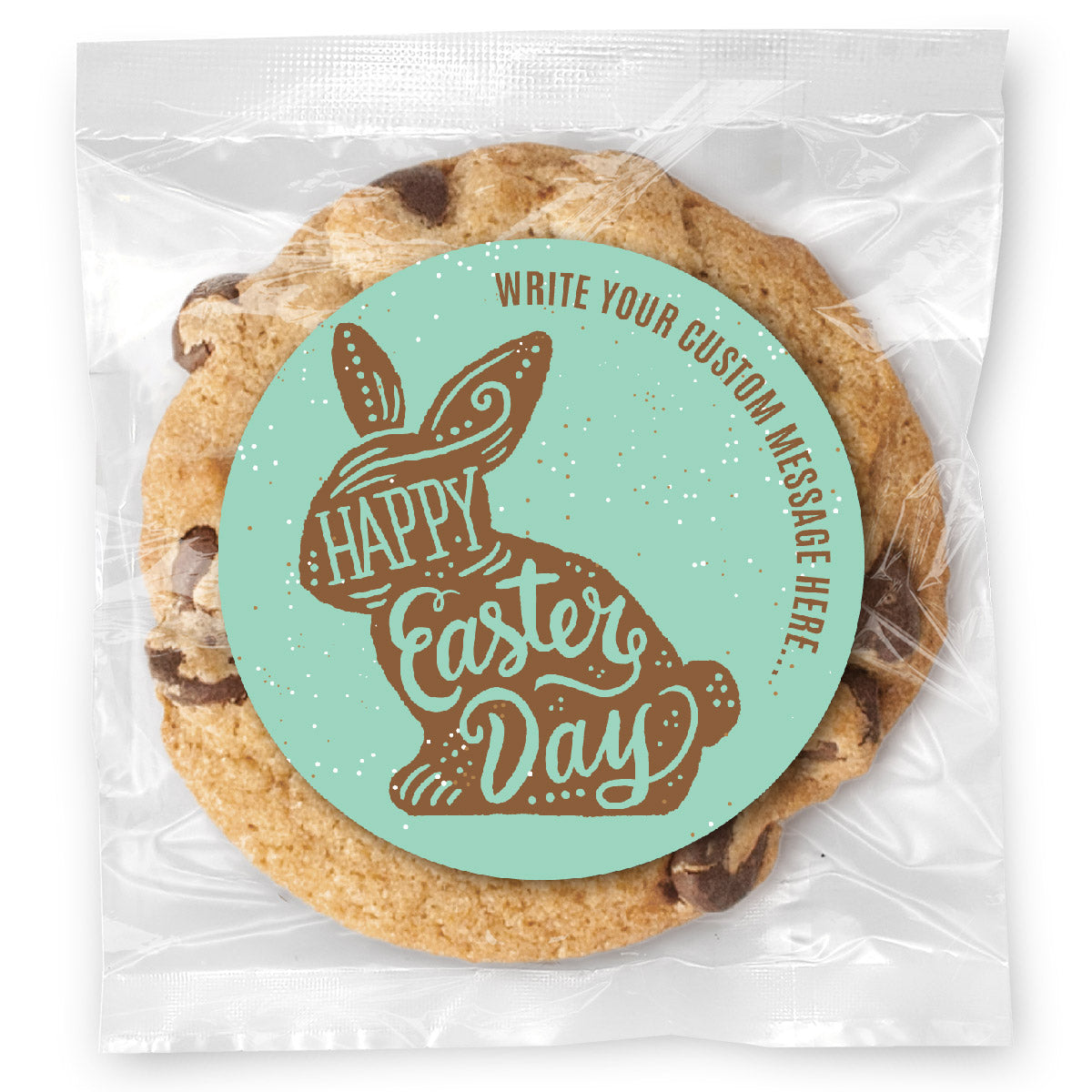 Brown Bunny Easter Wishes - Gourmet Chocolate Chip Or Variety Pack W/ Full Color Personalized Sticker