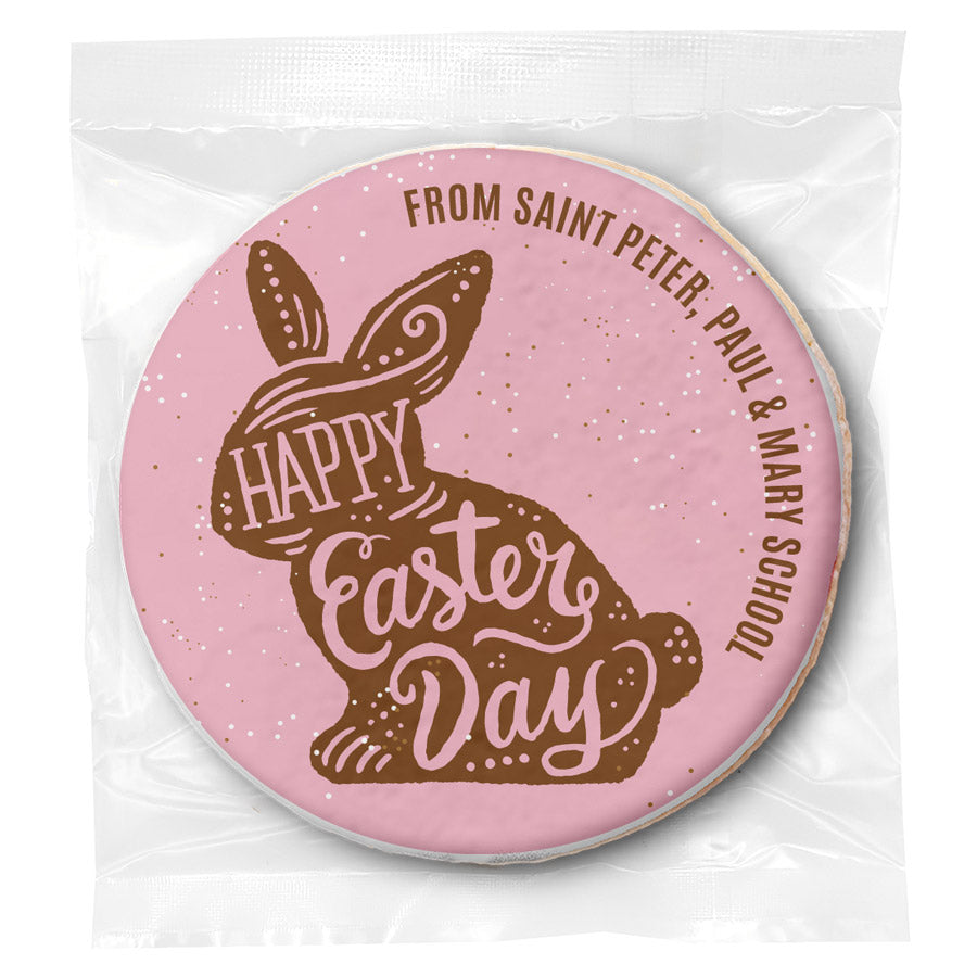 Brown Bunny Easter Wishes - Personalized Direct Print On Round Sugar Cookie
