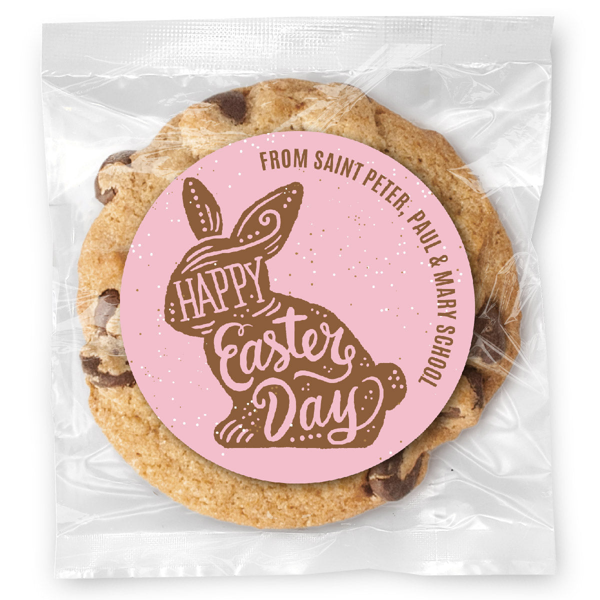 Brown Bunny Easter Wishes - Gourmet Chocolate Chip Or Variety Pack W/ Full Color Personalized Sticker