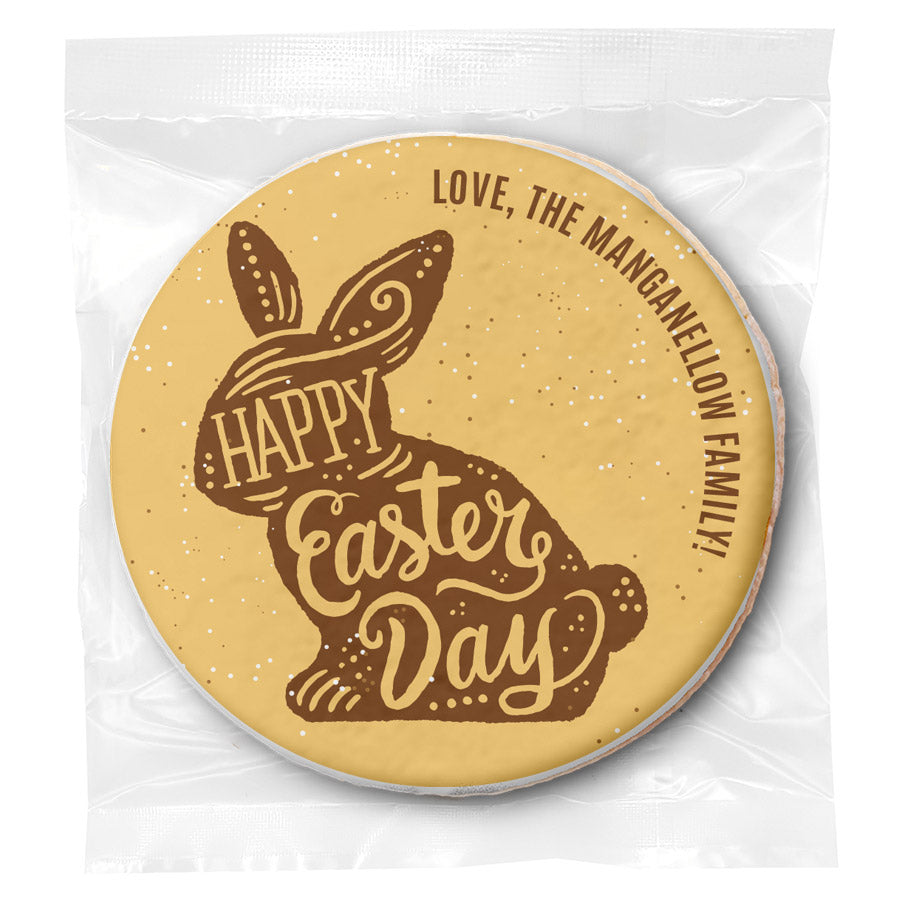 Brown Bunny Easter Wishes - Personalized Direct Print On Round Sugar Cookie