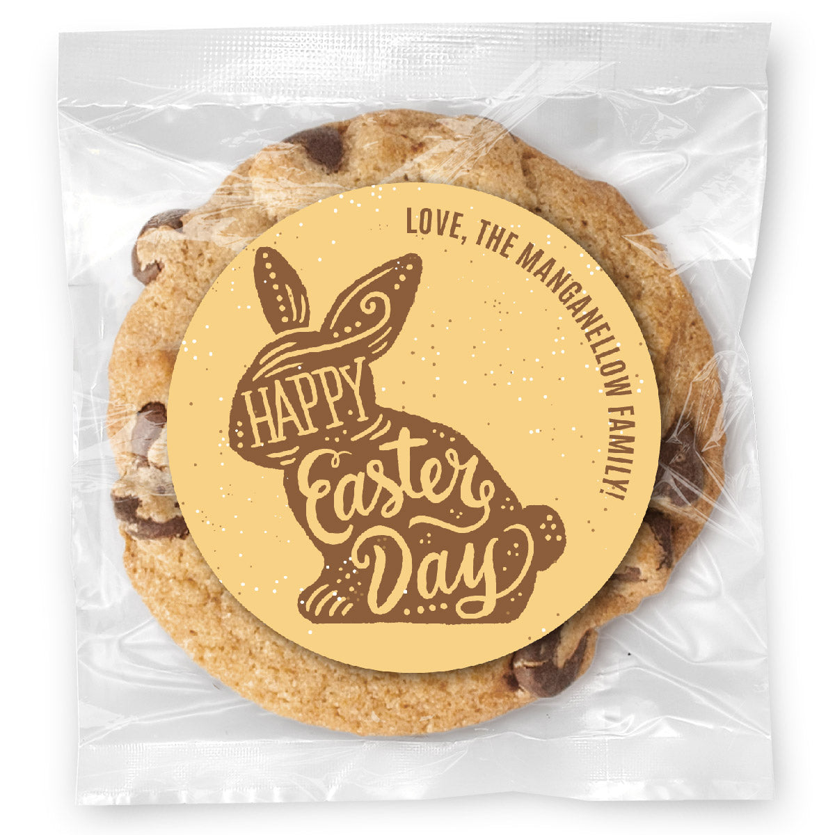 Brown Bunny Easter Wishes - Gourmet Chocolate Chip Or Variety Pack W/ Full Color Personalized Sticker