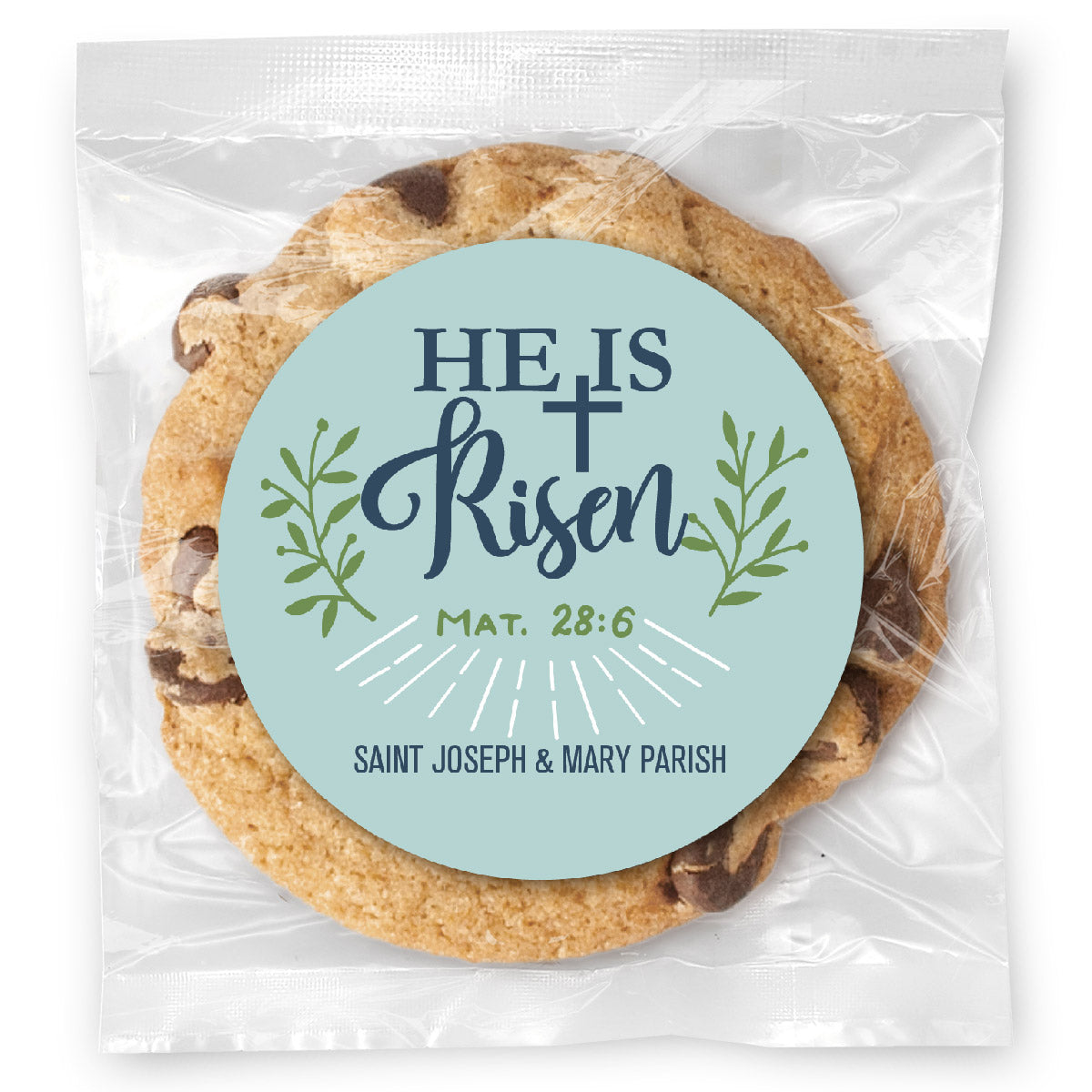 He is Risen - Gourmet Chocolate Chip Or Variety Pack W/ Full Color Personalized Sticker