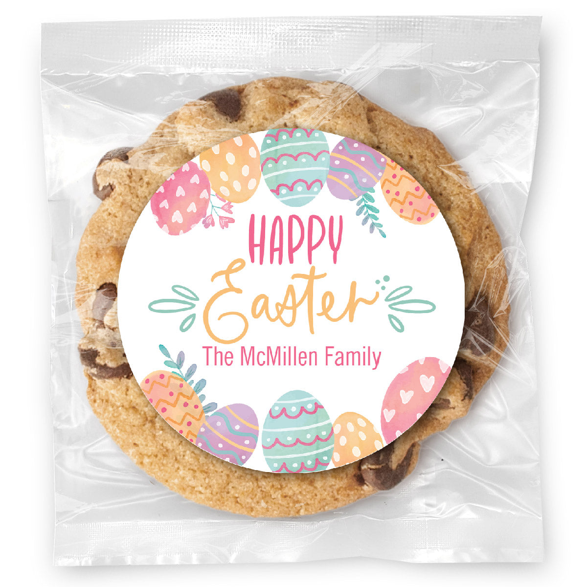 Happy Easter Pastels - Gourmet Chocolate Chip Or Variety Pack W/ Full Color Personalized Sticker