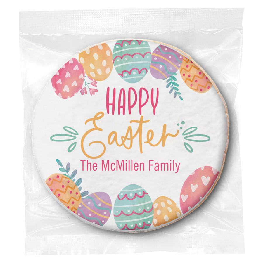 Happy Easter Pastels - Personalized Direct Print On Round Sugar Cookie
