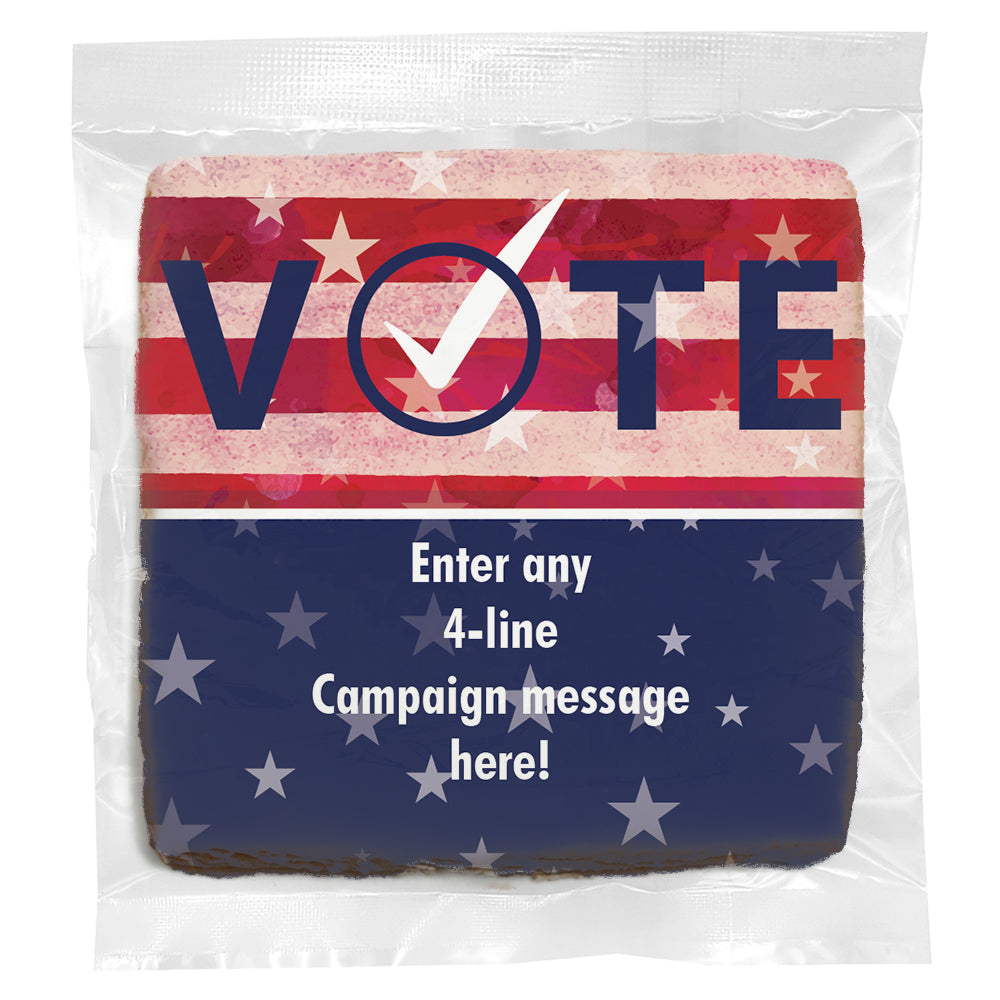 Personalized Vote + Any 4-Line Message - Direct Print on Square Sugar Cookies