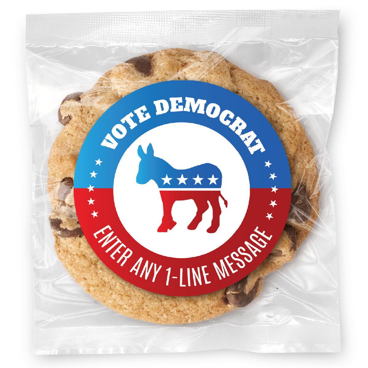 Vote Democrat Icon - Gourmet Chocolate Chip Or Variety Pack W/ Full Color Personalized Sticker