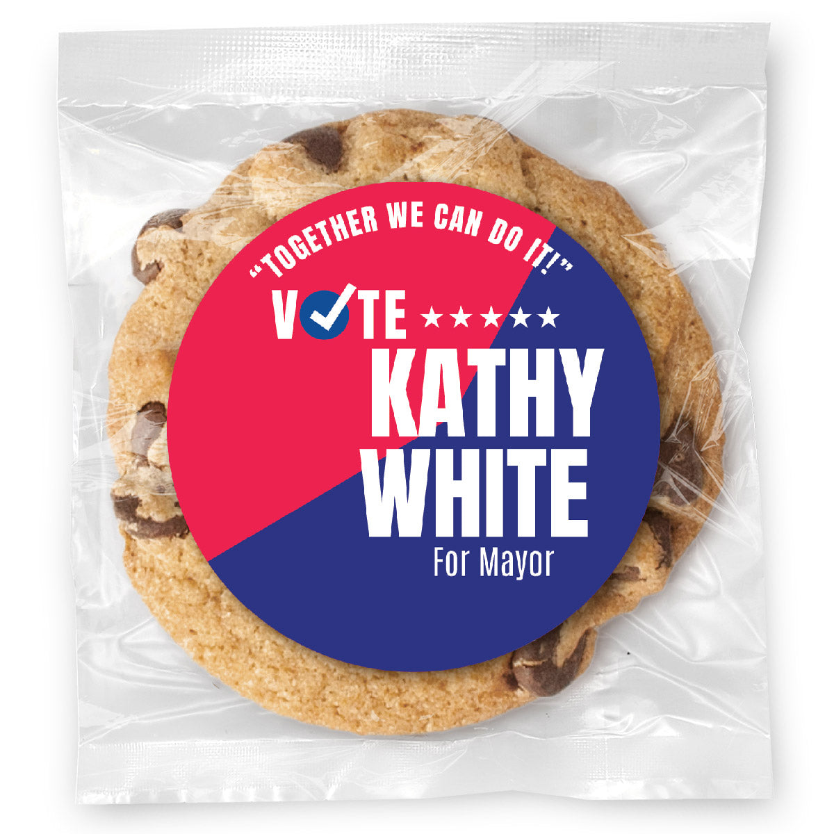 Vote Large Name & Slogan - Gourmet Chocolate Chip Or Variety Pack W/ Full Color Personalized Sticker