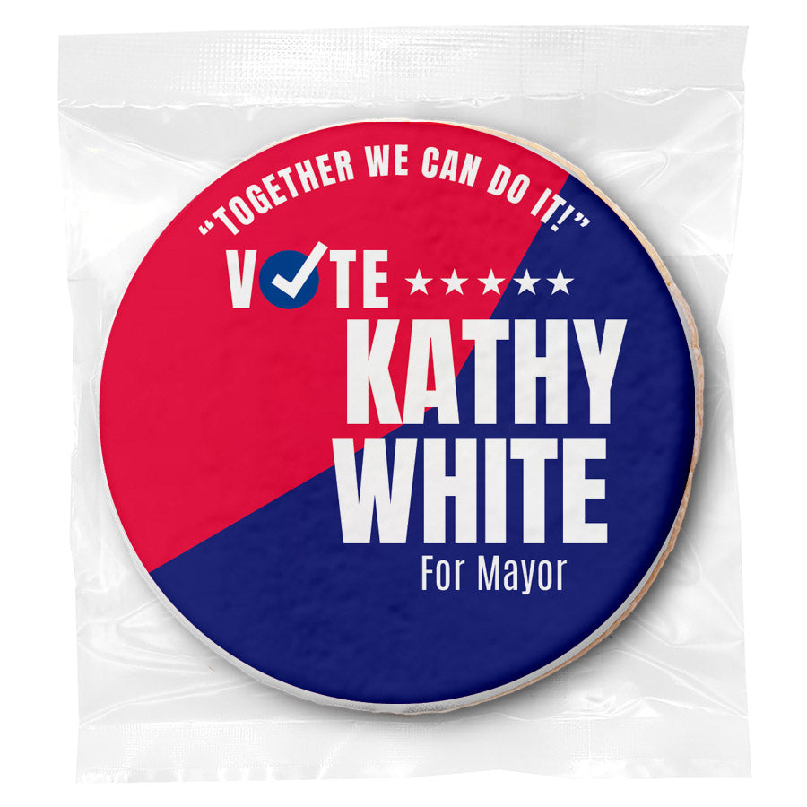Vote Large Name & Slogan - Personalized Direct Print On Round Sugar Cookie