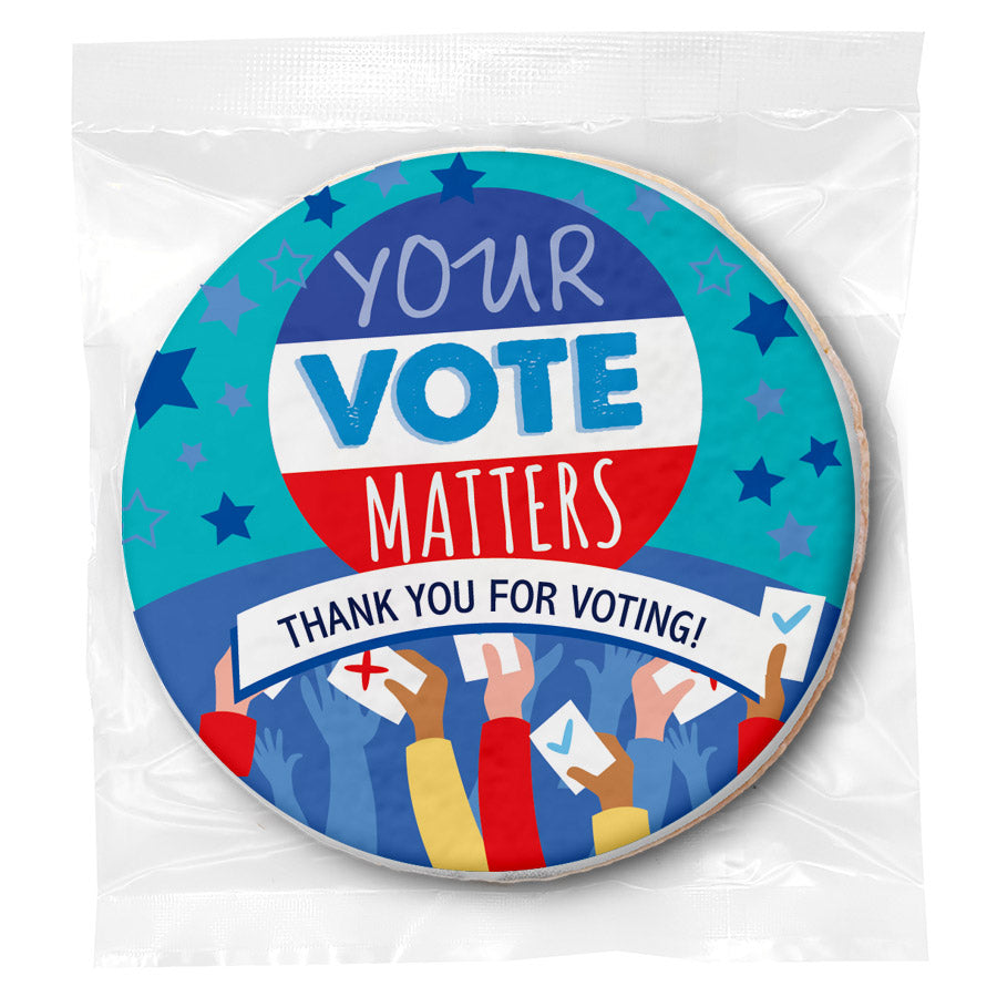 Your Vote Matters & Hands - Direct Print on Round Sugar Cookies