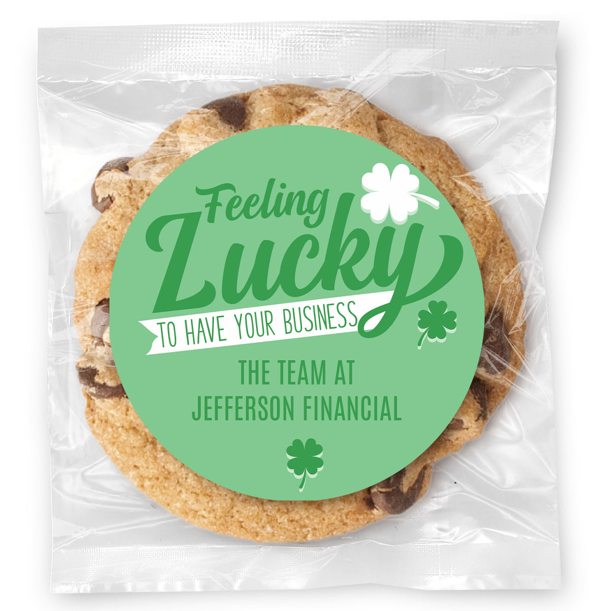 Feeling Lucky to have your Business - Gourmet Chocolate Chip Or Variety Pack W/ Full Color Personalized Sticker