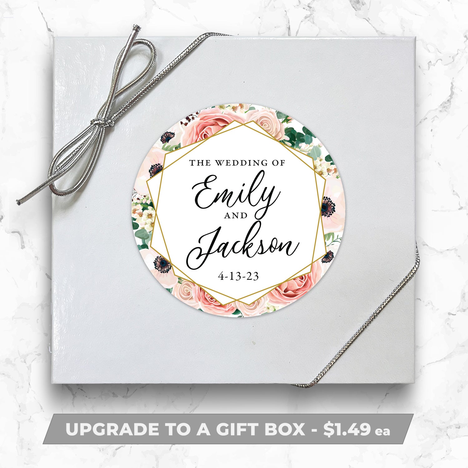 Pastel Floral Frames - Personalized Direct Print on Square Sugar Cookies