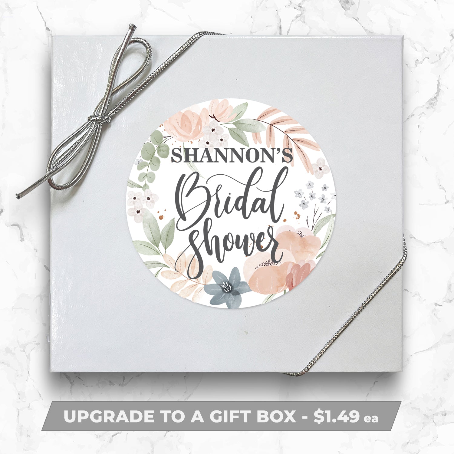 Floral Bridal - Personalized Direct Print on Square Sugar Cookies