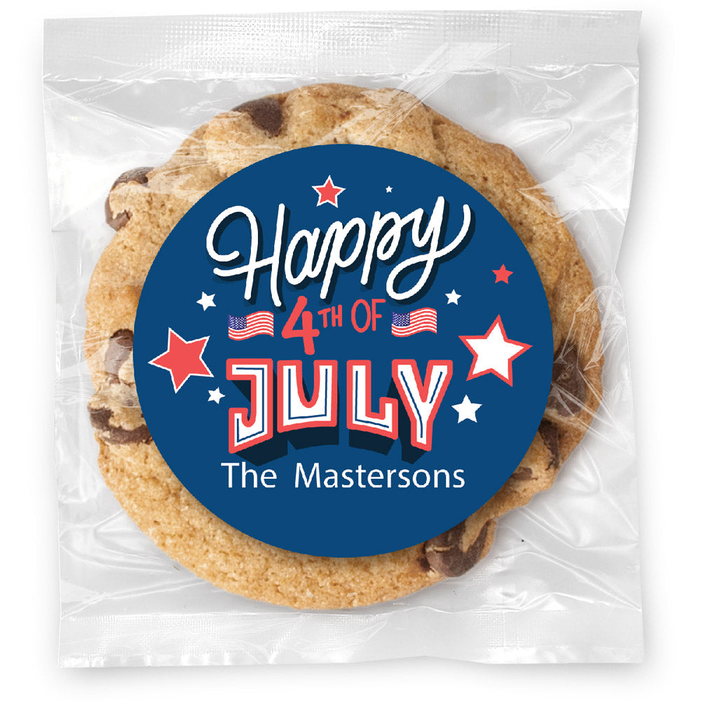 Happy Fourth of July - Gourmet Chocolate Chip Or Variety Pack W/ Full Color Personalized Sticker