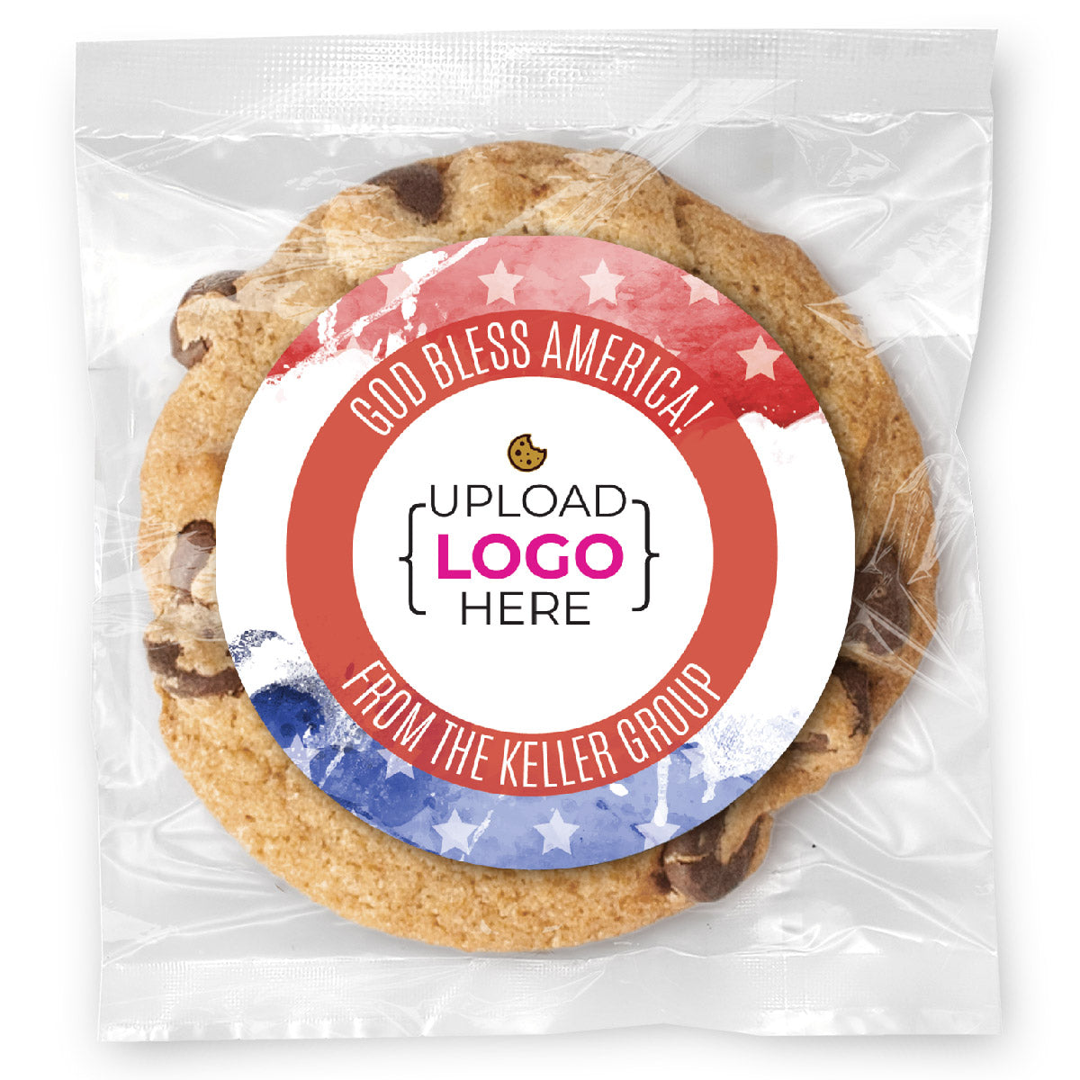 Happy 4th of July Logo Upload - Gourmet Chocolate Chip Or Variety Pack W/ Full Color Personalized Sticker