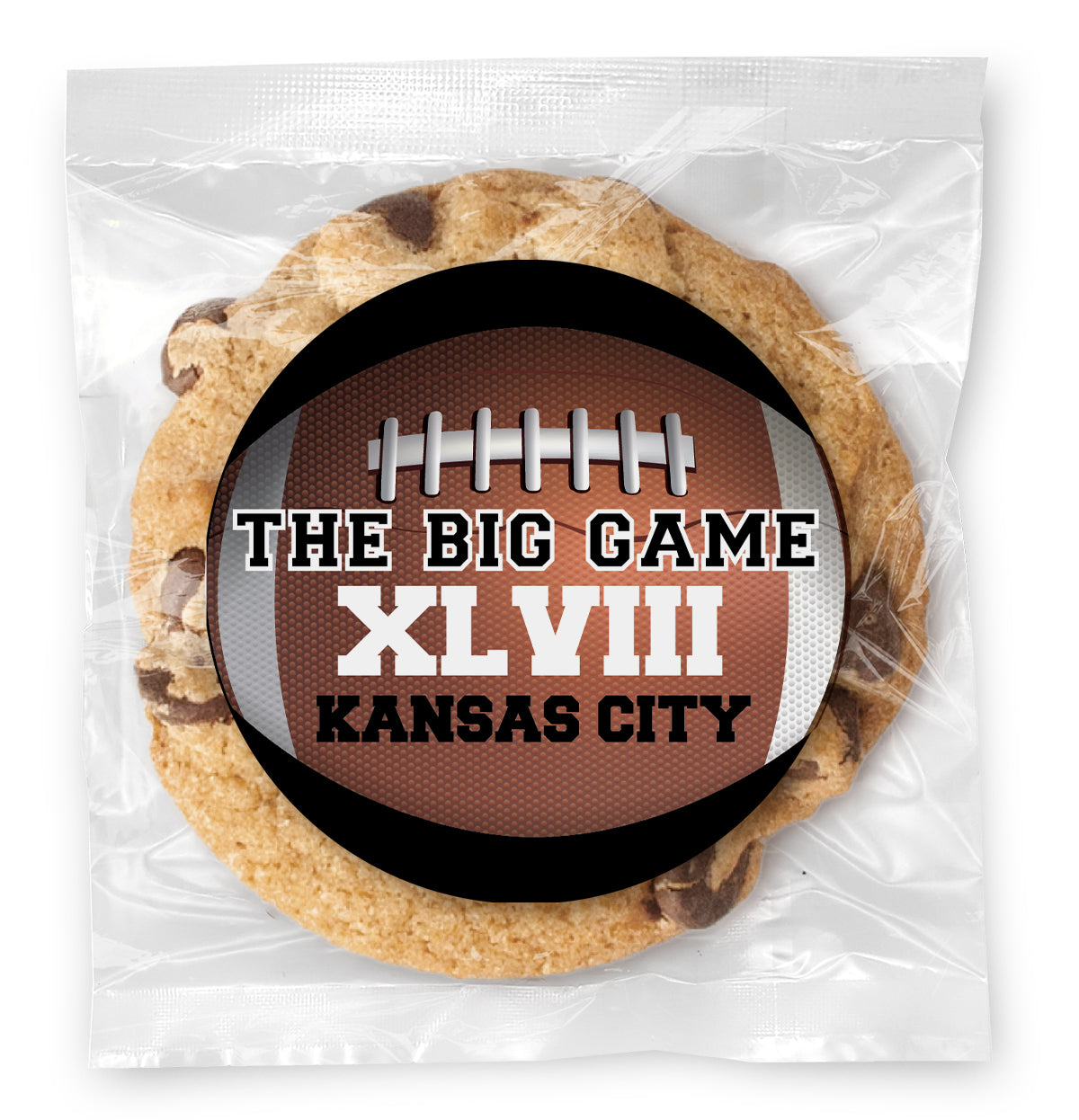Football Big Game Message - Gourmet Chocolate Chip Or Variety Pack W/ Full Color Personalized Sticker