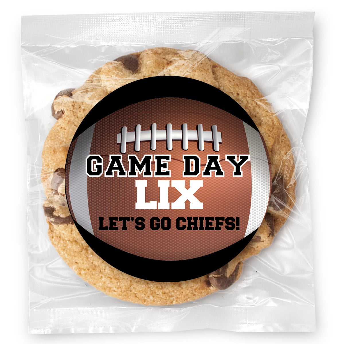 Football Big Game Message - Gourmet Chocolate Chip Or Variety Pack W/ Full Color Personalized Sticker