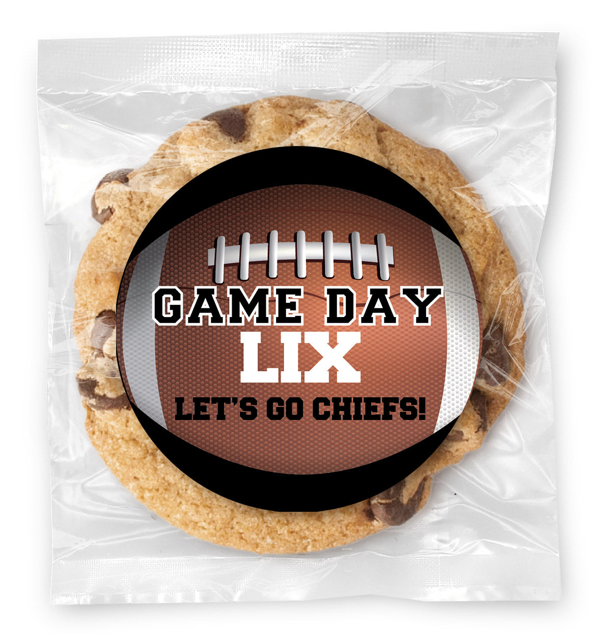 Football Big Game Message - Gourmet Chocolate Chip Or Variety Pack W/ Full Color Personalized Sticker
