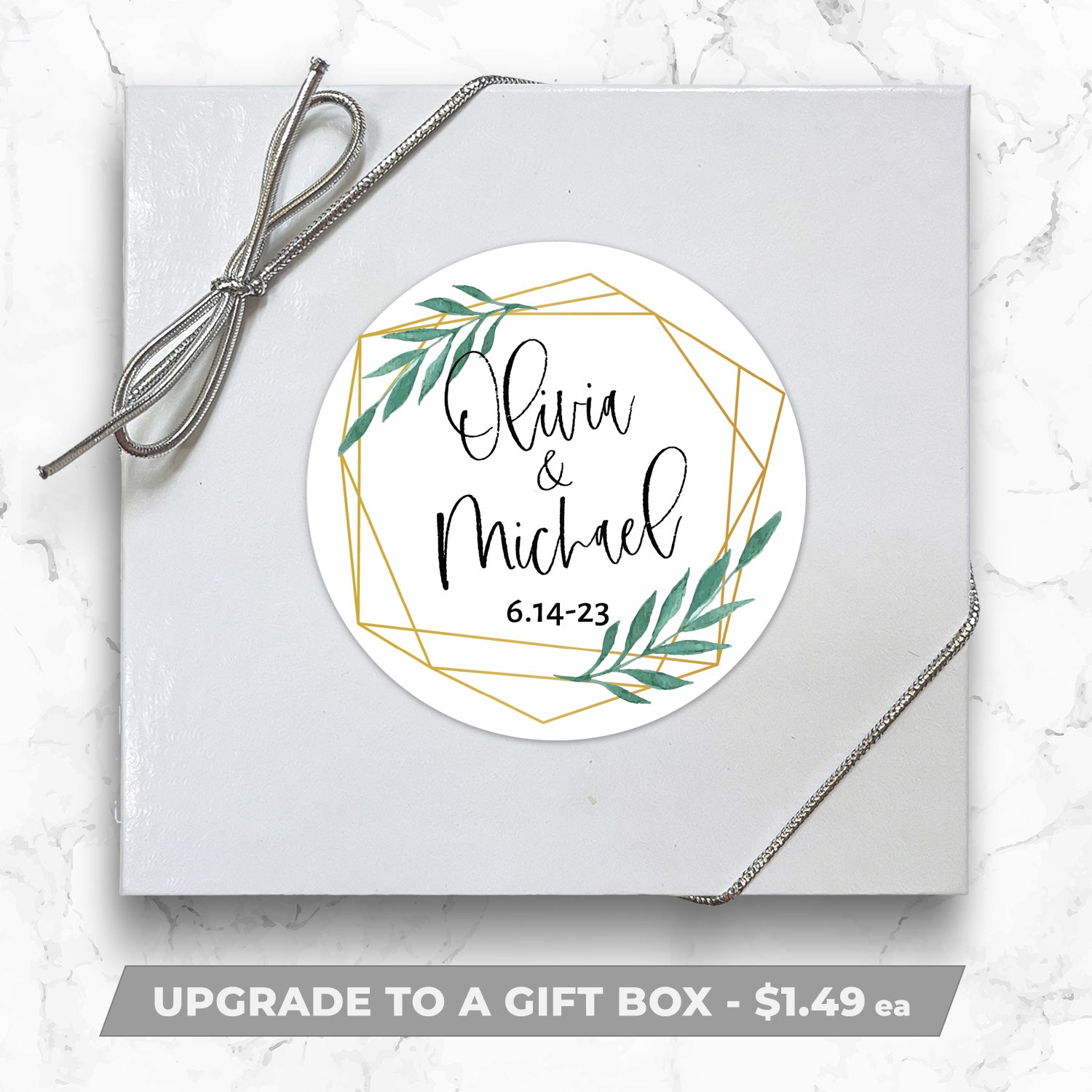 Gold Polygon Leaves - Personalized Direct Print on Square Sugar Cookies