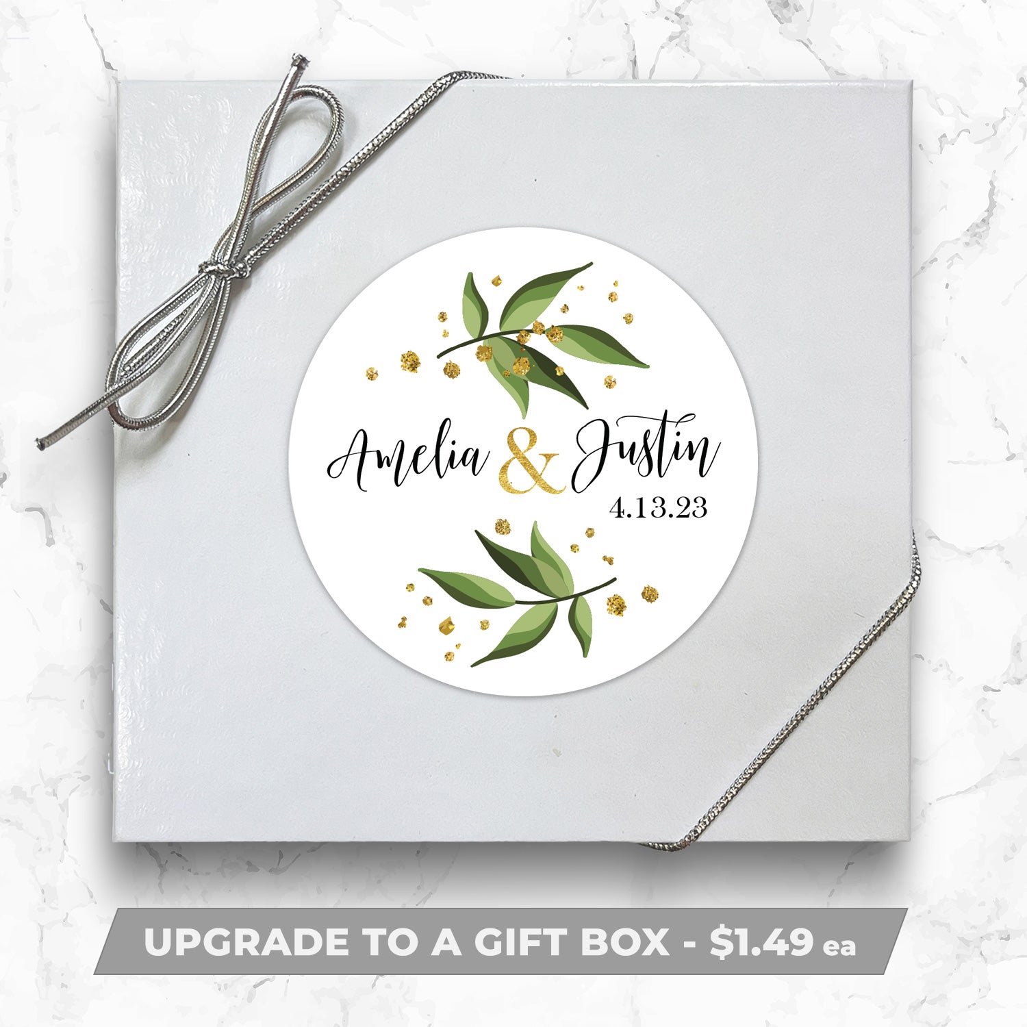 Gold Speckled Leaves - Personalized Direct Print on Square Sugar Cookies