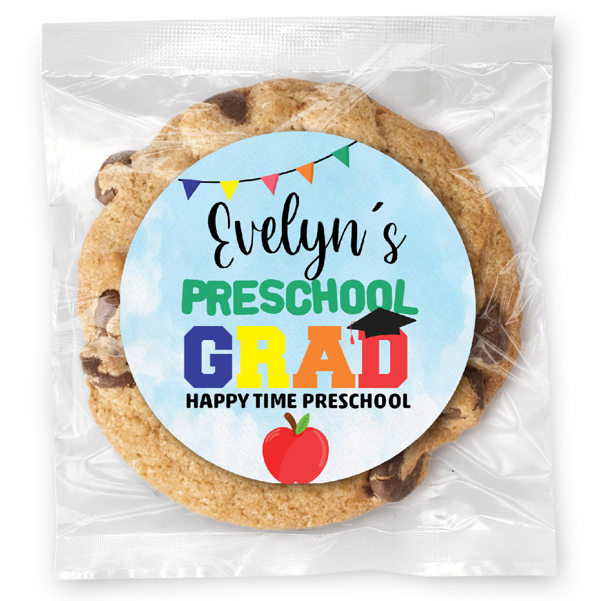Preschool Grad Colorful - Gourmet Chocolate Chip Or Variety Pack W/ Full Color Personalized Sticker