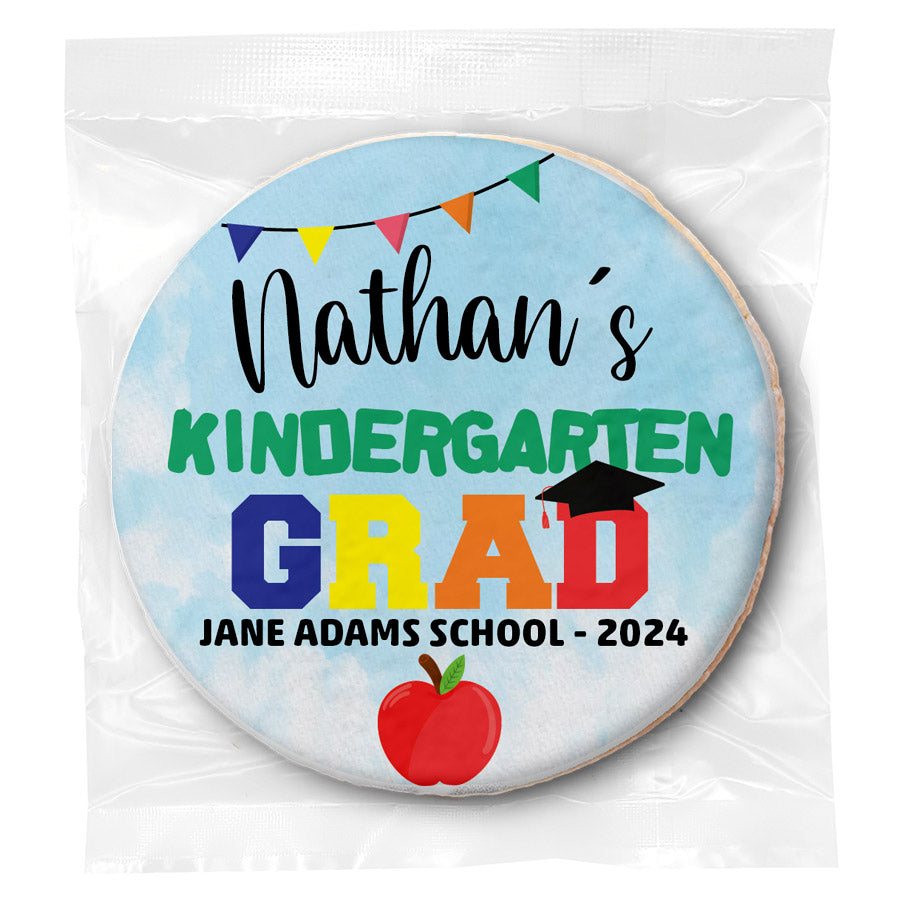 Kindergarten Grad Colorful - Personalized Direct Print On Round Sugar Cookie