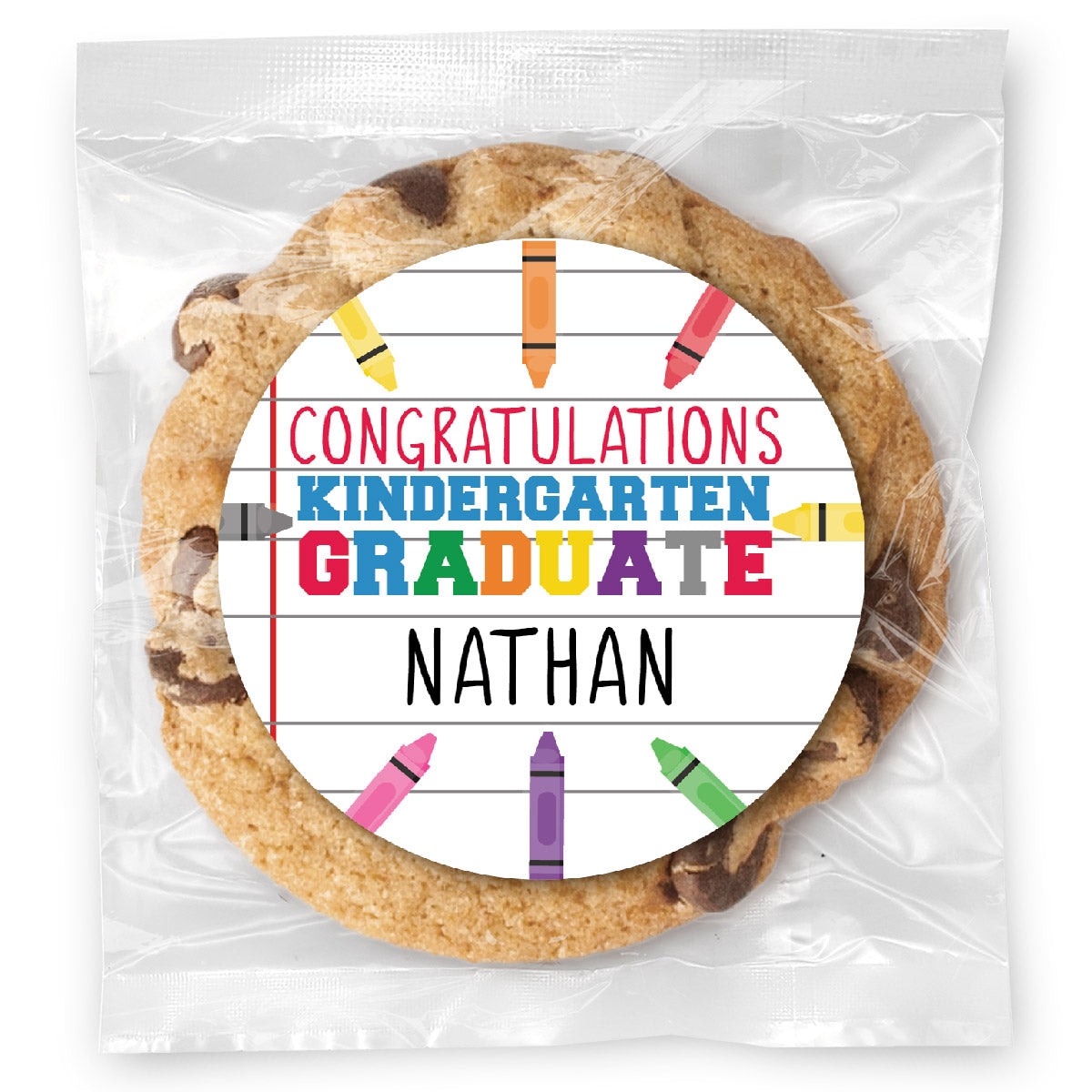 Crayons Kindergarten Grad - Gourmet Chocolate Chip Or Variety Pack W/ Full Color Personalized Sticker