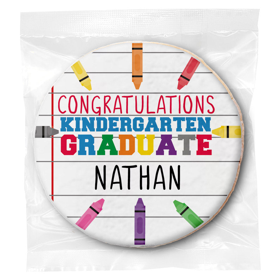 Crayons Kindergarten Grad - Personalized Direct Print On Round Sugar Cookie