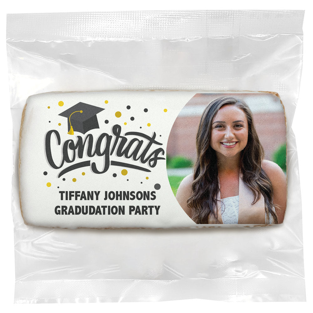 Grad Big Congrats Photo - Personalized Direct Print On Rectangle Sugar Cookie