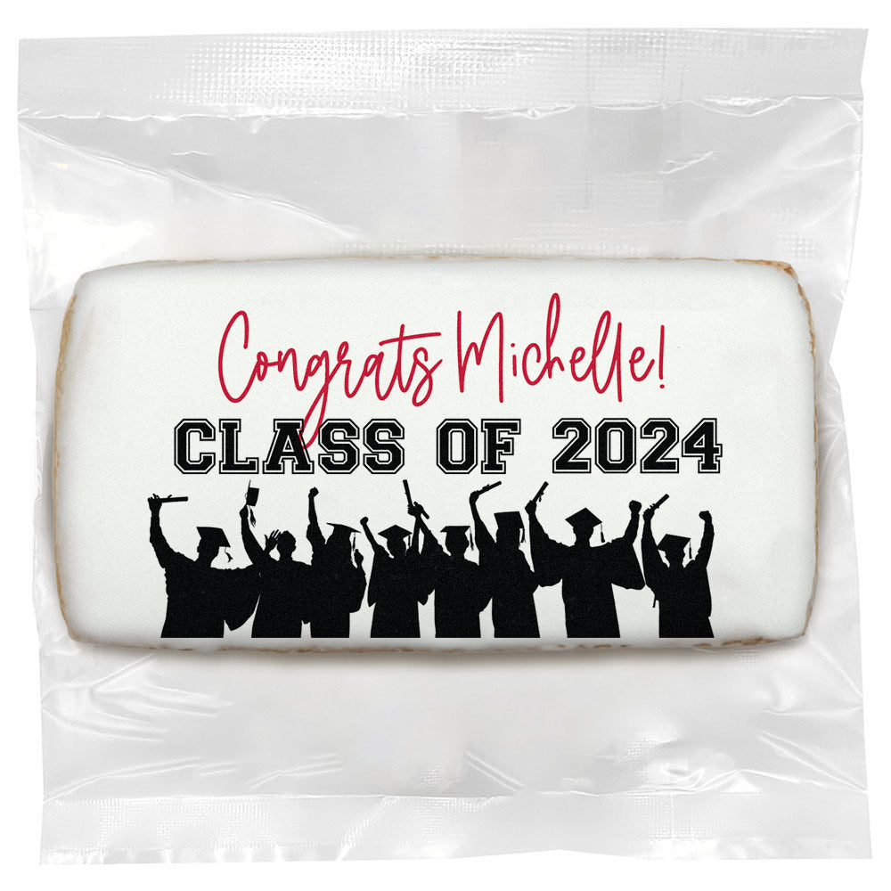 Silhouette Congrats Grad - Personalized Direct Print On Rectangle Sugar Cookie