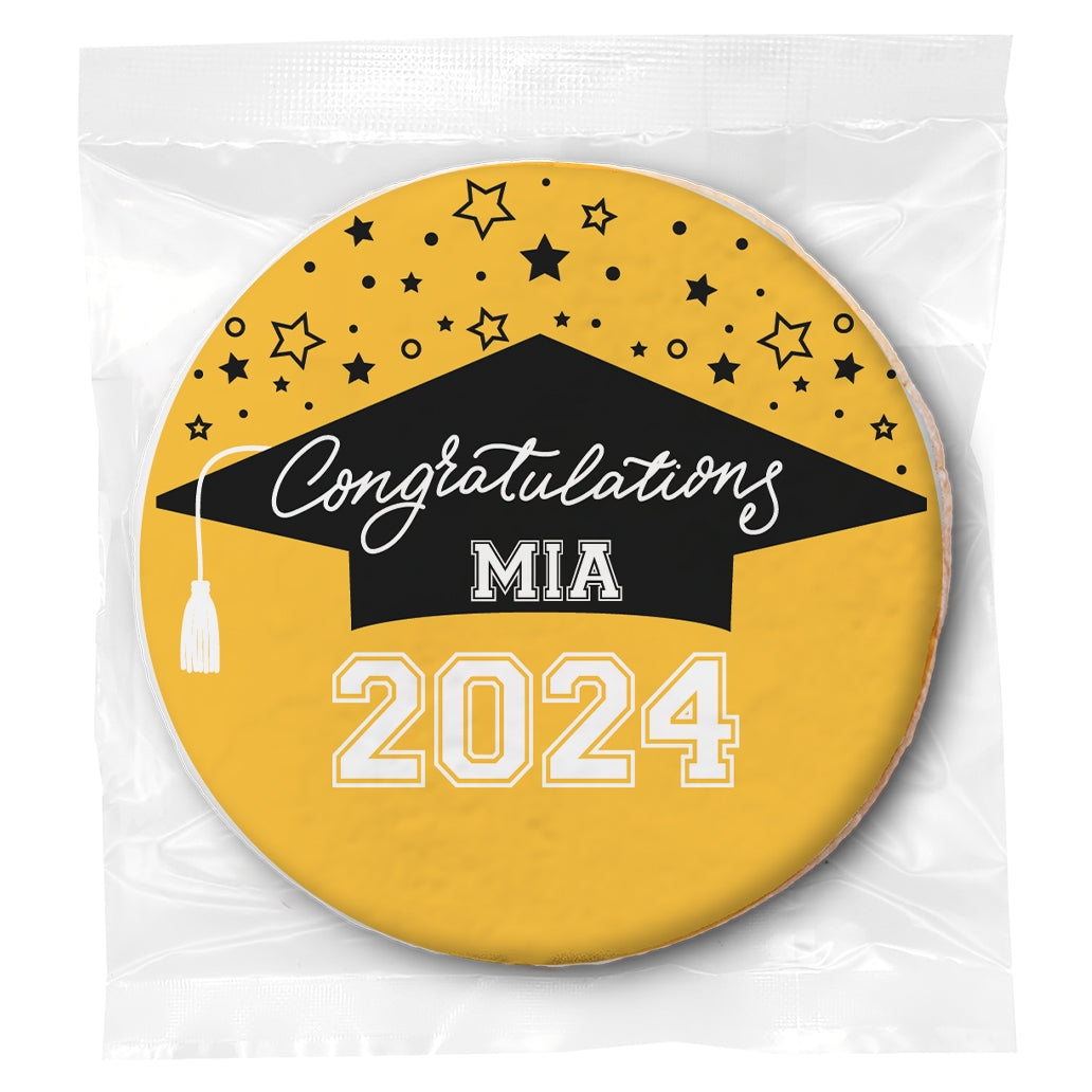 Stars & Cap - Personalized Direct Print On Round Sugar Cookie