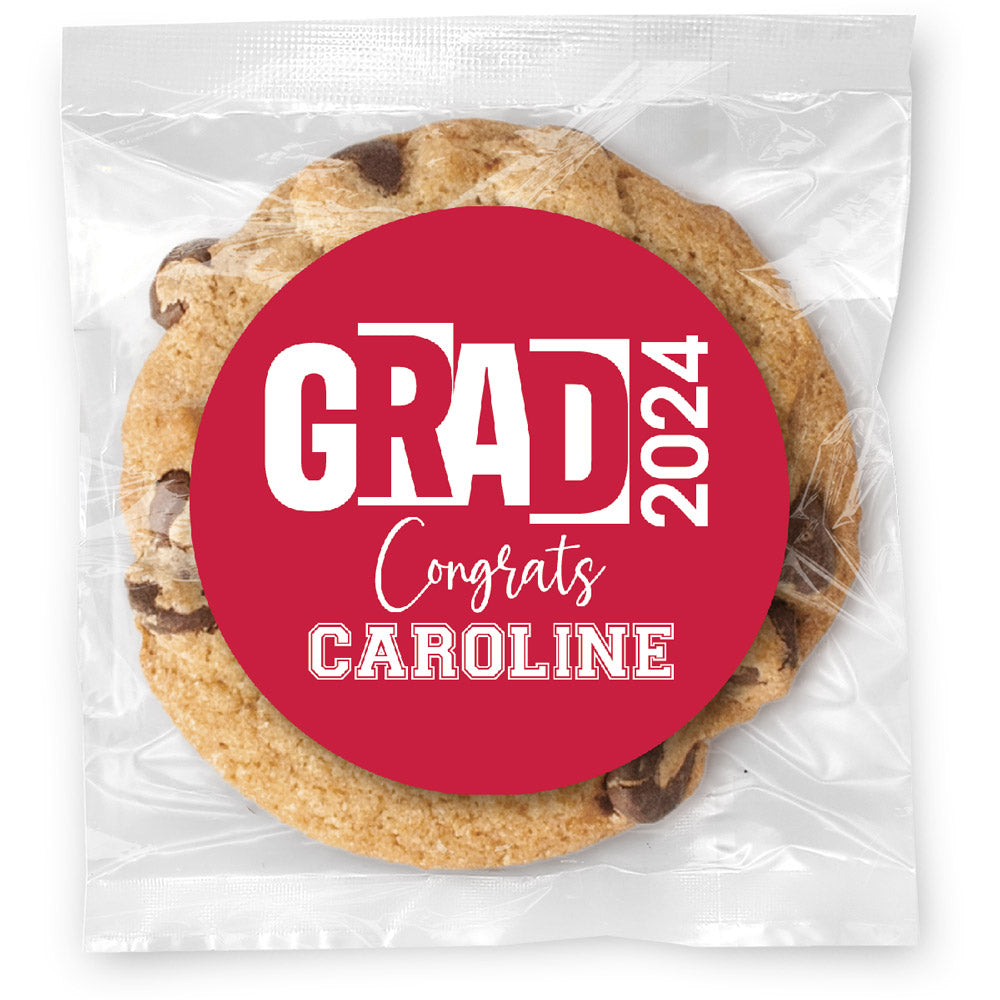 Grad Block Letters - Gourmet Chocolate Chip Or Variety Pack W/ Full Color Personalized Sticker