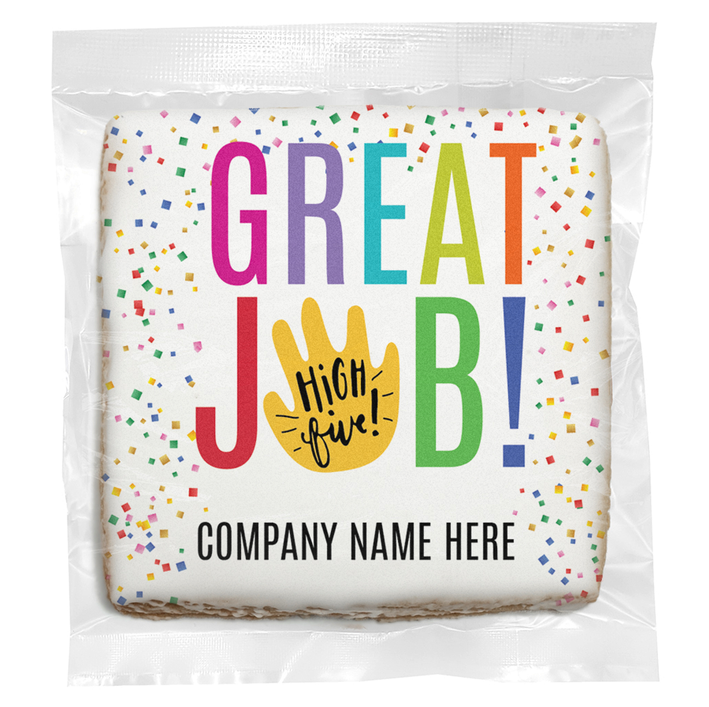 Great Job High Five - Personalized Direct Print On Square Sugar Cookie