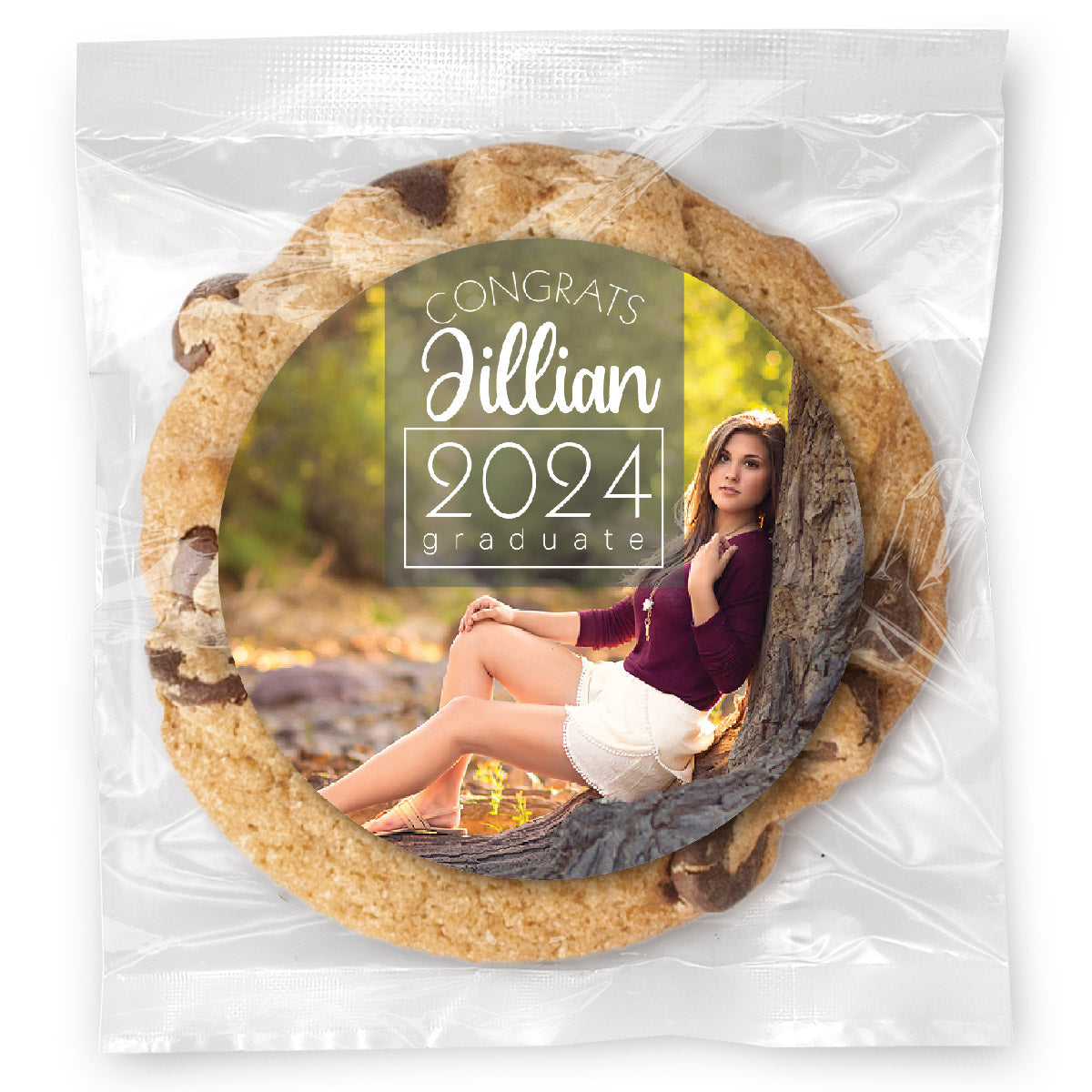 Congrats Grad Photo Overlay - Gourmet Chocolate Chip Or Variety Pack W/ Full Color Personalized Sticker