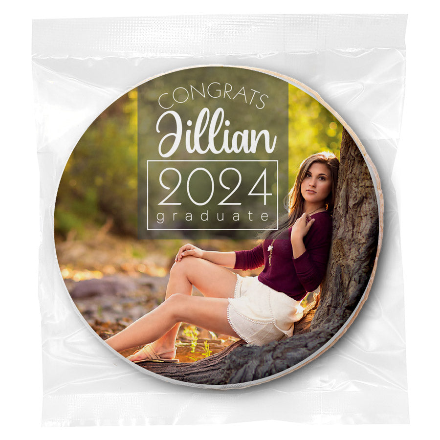 Congrats Grad Photo Overlay - Personalized Direct Print On Round Sugar Cookie
