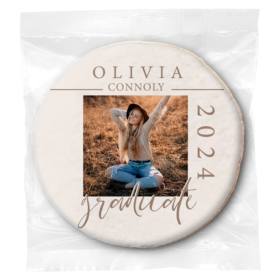Simple Photo Graduate - Personalized Direct Print On Round Sugar Cookie