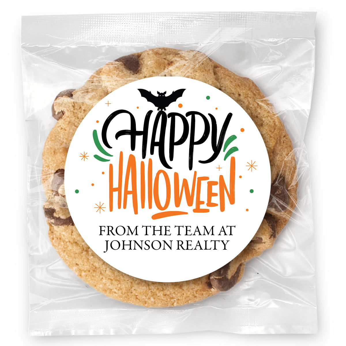 Happy Halloween - Gourmet Chocolate Chip Or Variety Pack W/ Full Color Personalized Sticker