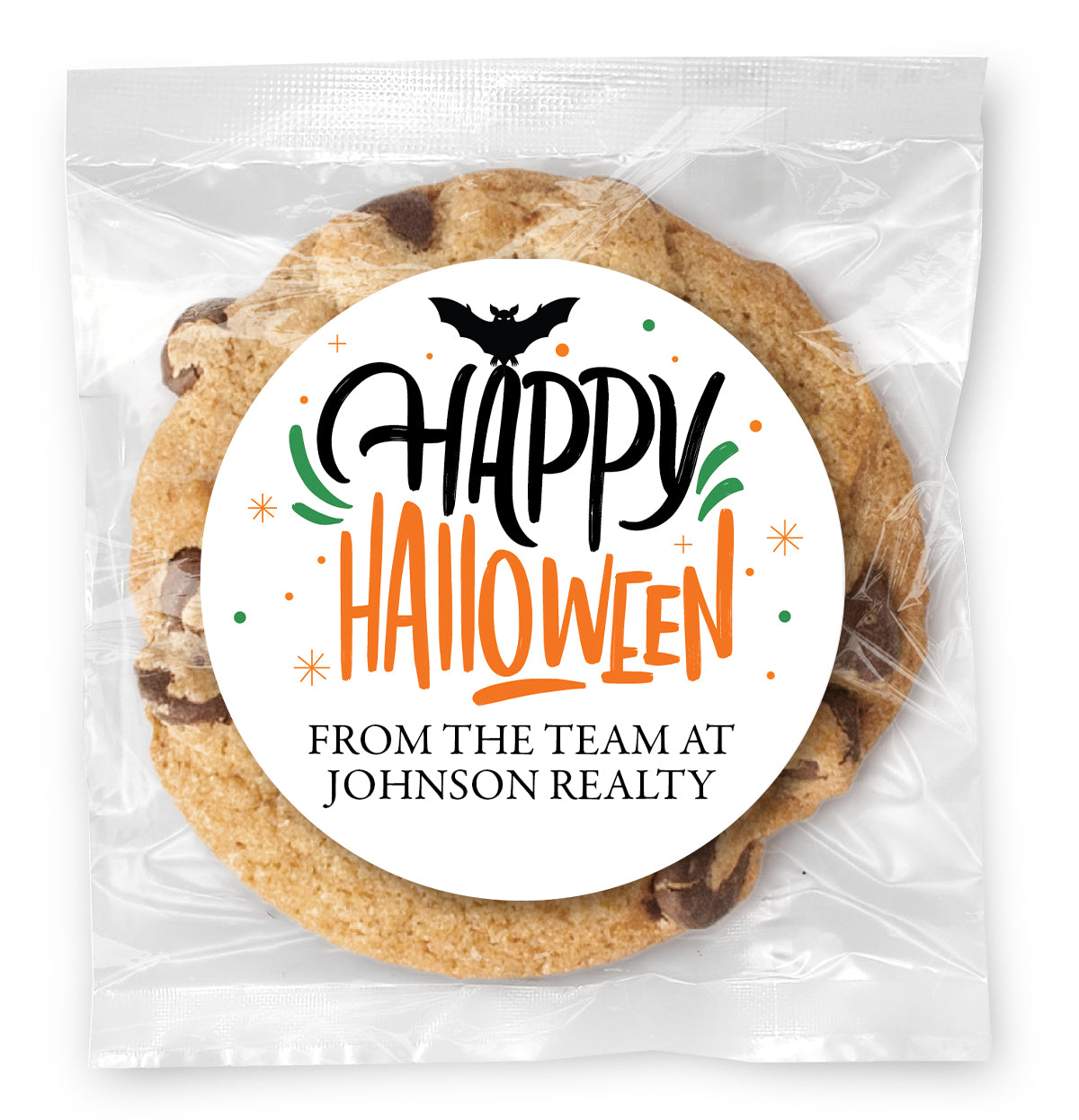 Happy Halloween - Gourmet Chocolate Chip Or Variety Pack W/ Full Color Personalized Sticker