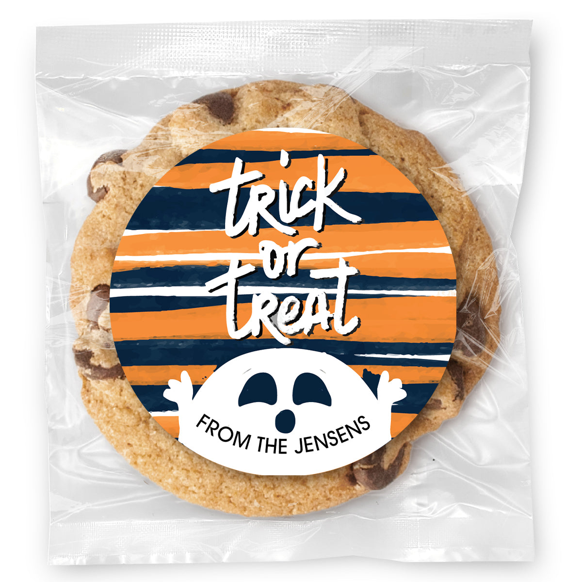 Trick or Treat Ghost - Gourmet Chocolate Chip Or Variety Pack W/ Full Color Personalized Sticker